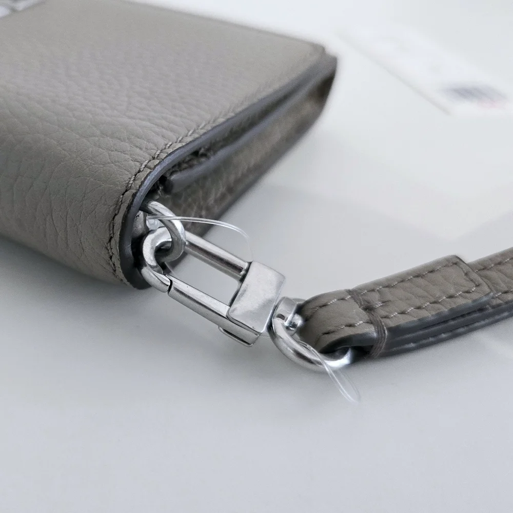 Tory Burch Britten Gray Leather Wristlet Wallet